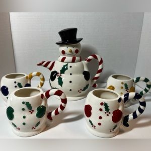 Temptations 5 Piece SNOWMAN Entertaining Set
